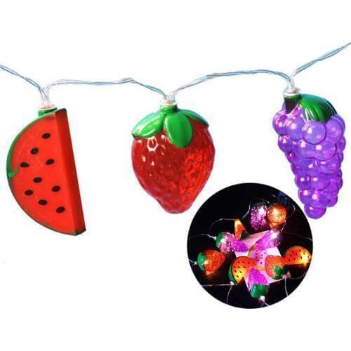 Colorful Fruit Shaped Lights Grape Strawberry Watermelon LED String Lights Battery Operated Birthday Party Decorations