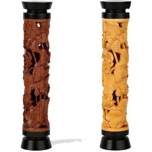Boxwood wooden incense inserted Lotus fragrant incense burner tube yellow solid wooden stand hollow wood smoked incense wholesal