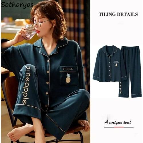 Pajama Sets Women Kawaii Sweet Girls Home Wear Korean Style Cartoon Plus Size 3XL Chic Fashion Loose Simple New Autumn Harajuku