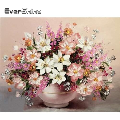 Evershine Diamond Painting Flowers Picture Of Rhinestones Embroidery Daisy Full Square Crystal Mosaic Home Decoration Modern