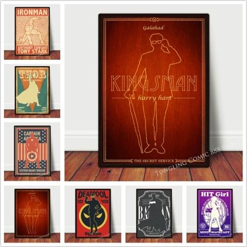Marvel Classic Movie Poster Super Hero Abstract Canvas Painting Wall Art Picture Cafe Bar Bedroom Dorm Cuadros Retro Decor