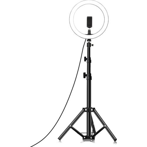 26cm Studio Live Led Ring Light+Non-Slip Phone Holder+120cm Foldable Tripod Kit For Phone Selfie Light Beauty Photograph