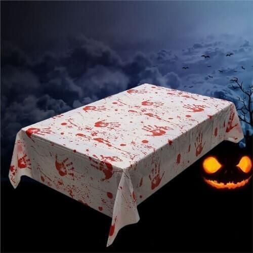 Blood Handprint Tablecloth Drip Zombie Table Cover 130x260cm Bloody Table Decoration Halloween Party Decoration Supplies Favors