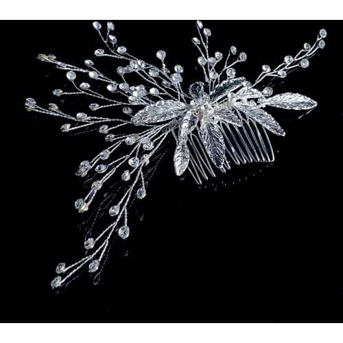 Fashion Elegant Plants Shaped Handmade Crystal Bridal Hair Combs Women Sweet Wedding Hair Accessories Jewelry