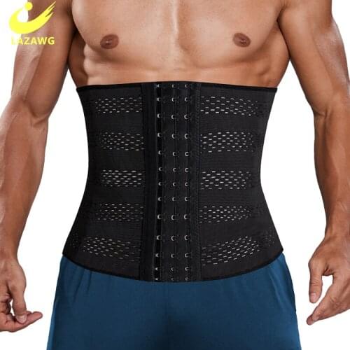 LAZAWG Mans Waist Trainer Body Shaper Slimming Tummy Trimmer Fitness Belly Band Modeling Belt Breathable Corset Cincher Belt