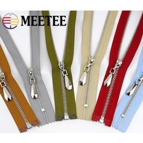 Meetee 2pcs 15/20cm Close-End 40/50/70cm Open-End 3# Metal Zipper DIY Bags Clothing Shoes Closure Sewing Repair Kit Accessories
