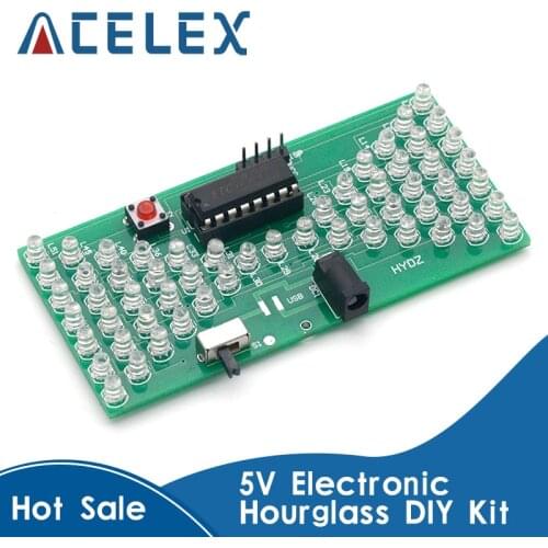 5V Electronic Hourglass DIY Kit Funny Electric Production Kits Precise With LED Lamps Double Layer PCB Board 84*40mm
