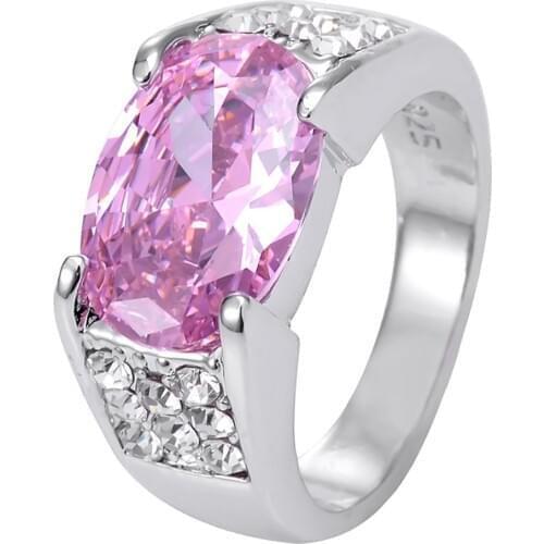 Gorgeous Women Jewelry Pink Zircon Bridal Rings for Wedding Engagement Party Set Gifts Size 6 7 8 9 10