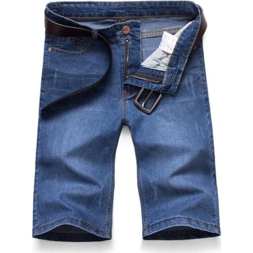 2021 Summer New MenS Fashion Denim Shorts Oversized Business Casual Loose Straight-Leg Stretch Jeans Male Brand Plus Size Pants