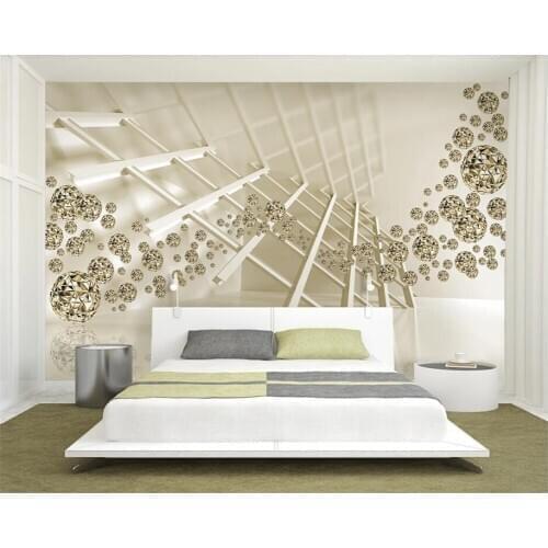 Beibehang wallpaper Creative three-dimensional space golden ball 3d TV background wall painting TV living room decoration mural