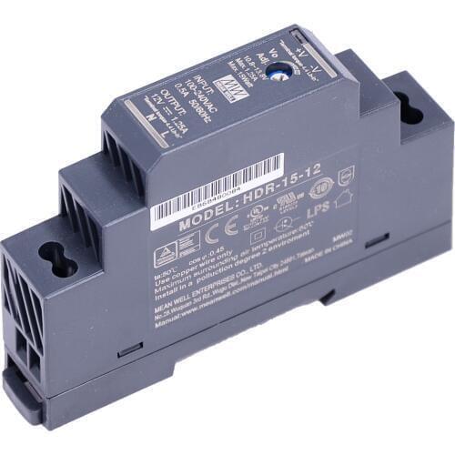 Original Mean Well HDR-15-12 DC 12V 1.25A 15W meanwell Ultra Slim Step Shape DIN Rail Power Supply