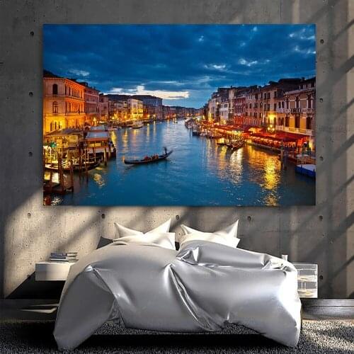 Italy Venice Grand Canal Poster Venice RIver At Dusk Canvas Painting Wall Art for Home Decor