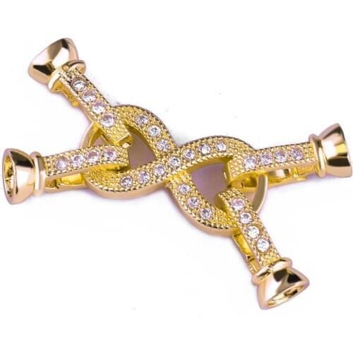 Supplies For Jewelry 2018 Copper Inlaid CZ Rhinestone Infinity Clasps For DIY Pearls Necklace Bracelet Beads End Cap Accessories