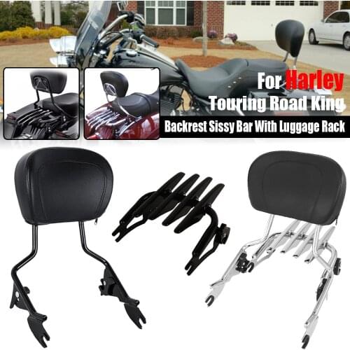 Motorcycle Detachable Backrest Sissy Bar With Luggage Rack For Harley Touring Road King Street Glide Electra Glide CVO 2009-2019