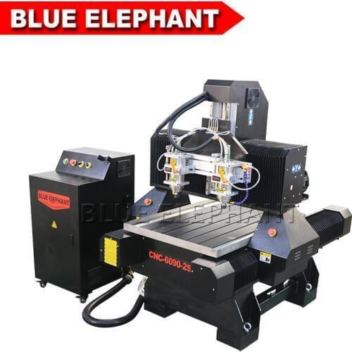 Blue Elepahnt Mini cnc router 6090 Two Spindles advertisement cnc machine direct selling for advertising materials