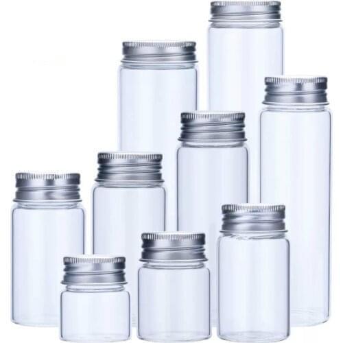 2PCS 50/90/120/150/200/240ml Glass Bottles Storage Jars With Silver/Gold Cap Home Storage Food Bottles Jars Organization Decor