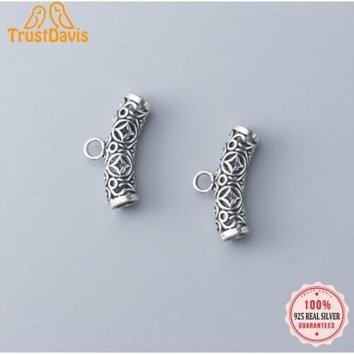 TrustDavis Real 925 Sterling Thai Silver Fashion Hollow Elbow with Ring Handmade DIY Accessories Jewelry Wholesale DZ442