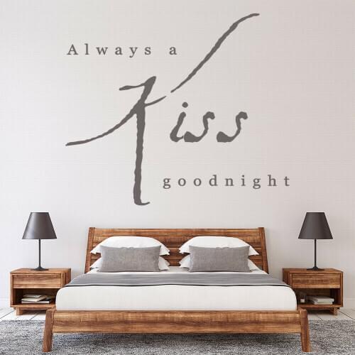 Love Quote Wall Decal Always A Kiss Good Night Art Lettering Window Vinyl Sticker Romantic Bedroom Creative Home Decoration Q020