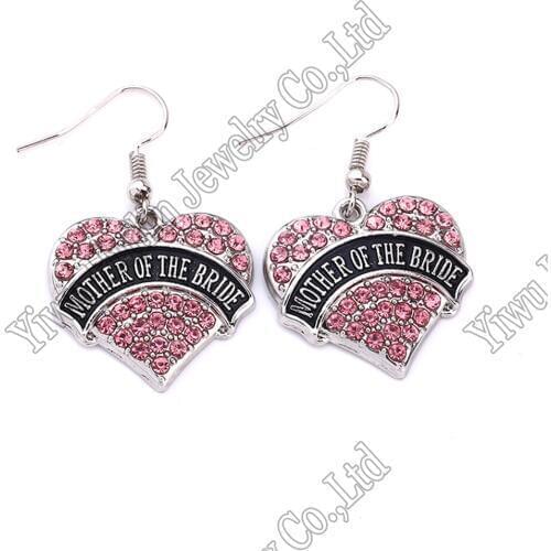 MOTHER OF THE BRIDE Vintage Rhinestone Heart Retro Earrings