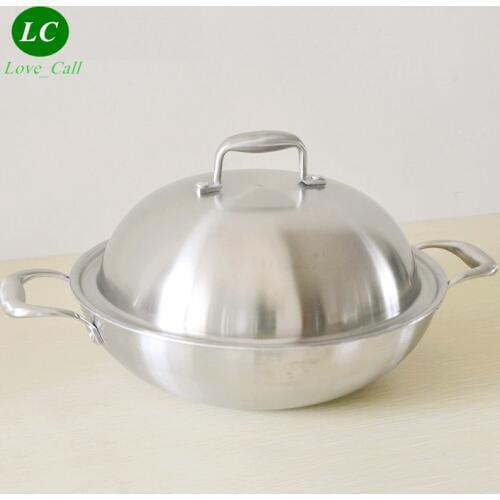 Cooking Wok 5-ply thicking Inox Cooking Pan 32/34/36cm Luxury Top Quality Non-stick Non Smoke Wookware Wok