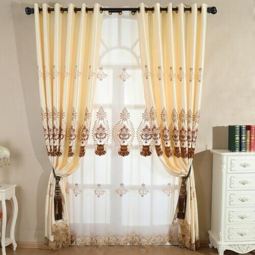 Cleon High-end European-style Water-soluble Embroidered Curtains for Living Room Bedroom Velvet Curtains Windows Home Decoration