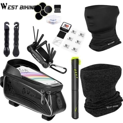WEST BIKING Road Bike Front Frame Bags Top Tube Mobile Phone Bag Waterproof Bicycle Tools Touch Screen Basket Cycling Tools Kit