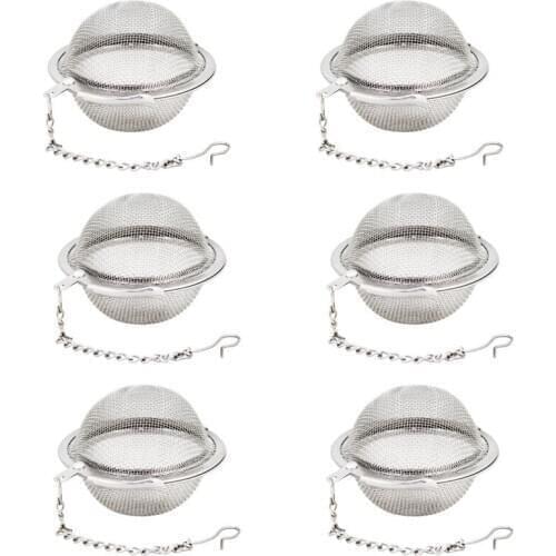 WSFS Hot 6 Piece Stainless Steel Mesh Tea Ball 2 Inch Tea Infuser Strainers Tea Strainer Filters Tea Interval Diffuser for Tea