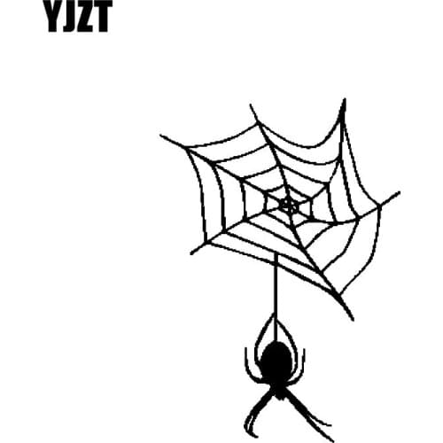 YJZT 10CM*14.3CM Spider With Web Car Stickers Vinyl Decal Black/Silver C19-0323