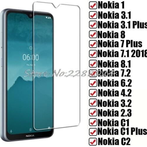 HD Tempered Glass For Nokia 1 3.1 7 Plus 6.1 7.1 2018 8.1 8 Protective Cover ON C1 C2 7.2 6.2 4.2 3.2 2.3 Screen Protector Film