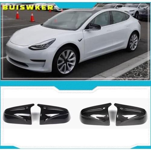 Replacement Trim 2p High Quality Carbon Fiber Pattern for Tesla Model 3 Model3 Tesla M3 2017-21 Rearview Mirror Cover