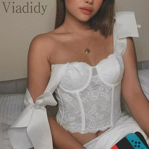 Women Sexy Lace Strapless White Black Camisole Top