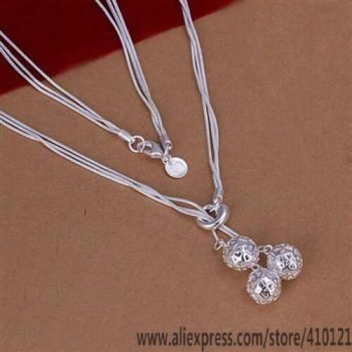 N199 Lucky Charm Silver Color Pendants For Women Jewelry Necklace Girl Lady Accessories Fashion Pendant Triple Ball Necklace
