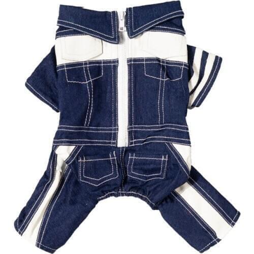 Winter Dog Clothes Denim Jumpsuit Coat Jacket Yorkshire Pomeranian Poodle Bichon Schnauzer Pet Outfit Warm Dog Clothing Costume