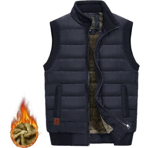 2021 Winter Fleece Thermal Warm Vest Outwear Men Cotton-Padded Sleeveless Jacket Causal Male WaistCoat Homme Plus Size M-5XL