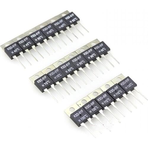 50PCS KSD-01F 40~150 Degree Celsius Normally Open 40C70C/85C/90C/95C/100C Temperature Switch Thermostat Thermal Protector TO-220