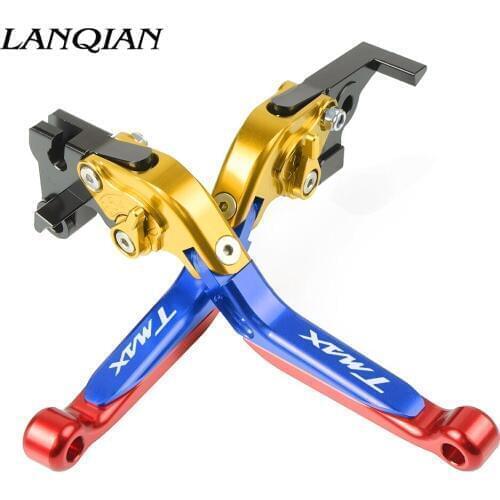 Motorcycle Accessories CNC Adjustable Brake Clutch Levers With LOGO For YAMAHA TMAX 500 TMAX 530 T-MAX500 530 2001 2002- 2007