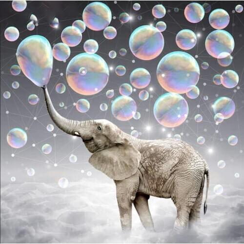 Diy 5D Diamond Painting Elephant blowing bubbles Full Square/Round Drill Embroidery Cross Stitch 5D Home Decor Gift with beads
