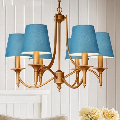 American country chandelier Nordic living room bedroom dining room lamp children room iron art blue style Mediterranean Pendant