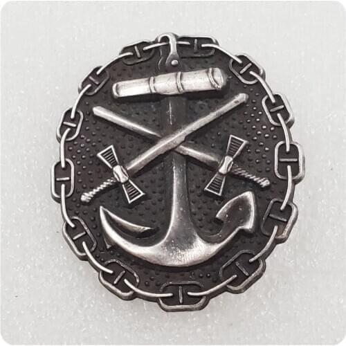 Antique Silver WWII German Naval Wound Badge COPY