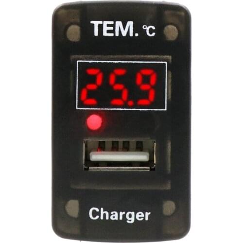 Car USB Adapter DC12V 2.1A with Temperature Display Socket Charger Adapter for Honda