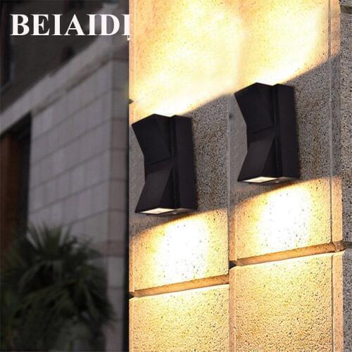 BEIAIDI 6W Modern Up Down Led Wall Lamp Outdoor Garden Corridor Porch Wall Light Waterproof Villa Hotel Courtyard Wall Sconces