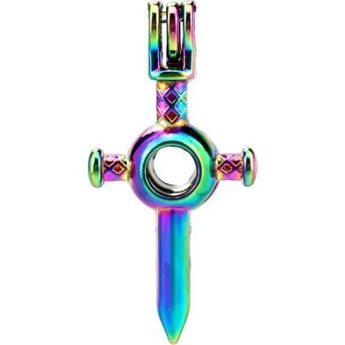 C544 5pcs/lot Rainbow Color Cross Sword Bead Pearl Cage Locket Pendant Pearl Locket Fairytale Party
