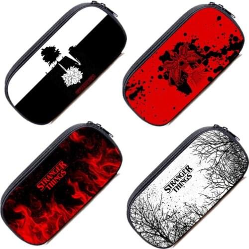 Hip Hop Stranger Things Season 4 Pencil Case Anime Pen Bag Teens Cartoon Pen Case Stationery Storage Box Students Cosmetic Cases