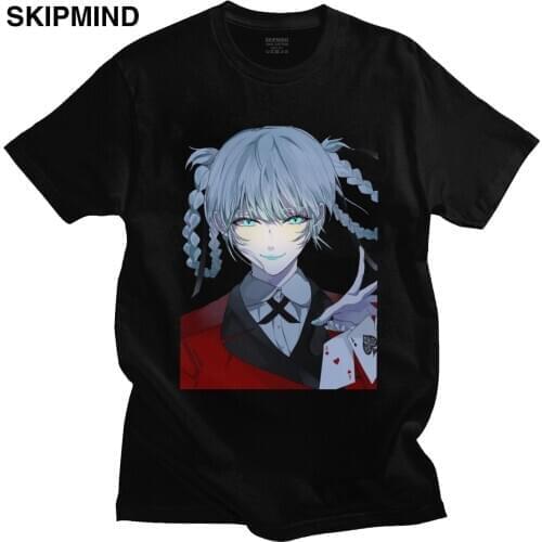 Manga Kakegurui T Shirts Men Short Sleeved Kirari Momobami Tee Anime Compulsive Gambler Tshirt O-neck Pure Cotton T-shirt Merch
