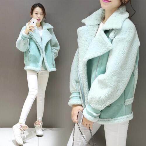 Leather Faux jacket women autumn winter artial lambswool fur coat coat coat plus size pieces women candy color xc018