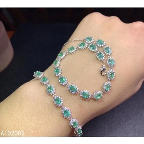 KJJEAXCMY fine jewelry natural Emerald 925 sterling silver new women gemstone hand bracelet support test noble hot selling