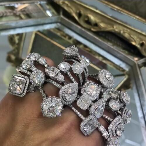 50 Styles Diamond Promise ring Real 925 Sterling silver Cz Stone Statement Party Wedding Band Rings for women Engagement Jewelry