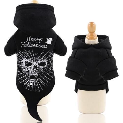 Dog costume Halloween Funny Pet Clothes Winter Jacket Dog Halloween Cloth Outfit For Small Dogs Cat Clothes Horror Black Skull