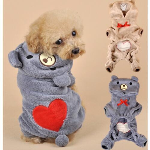 Pet Hoodie Coat Dog Clothes Winter Warm Puppy Jumpsuit Dog Pajamas Fleece Jacket Lovely Pet Roupa Cachorro Cat Costume DD6GY