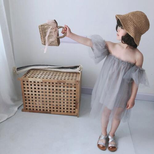 Summer casual baby girl bare shoulders sleeveless mesh childrens dress dress childrens beach dress